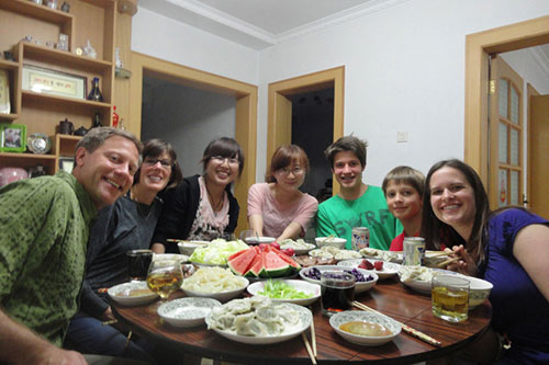 Having Dinner with the Chinese Host Family