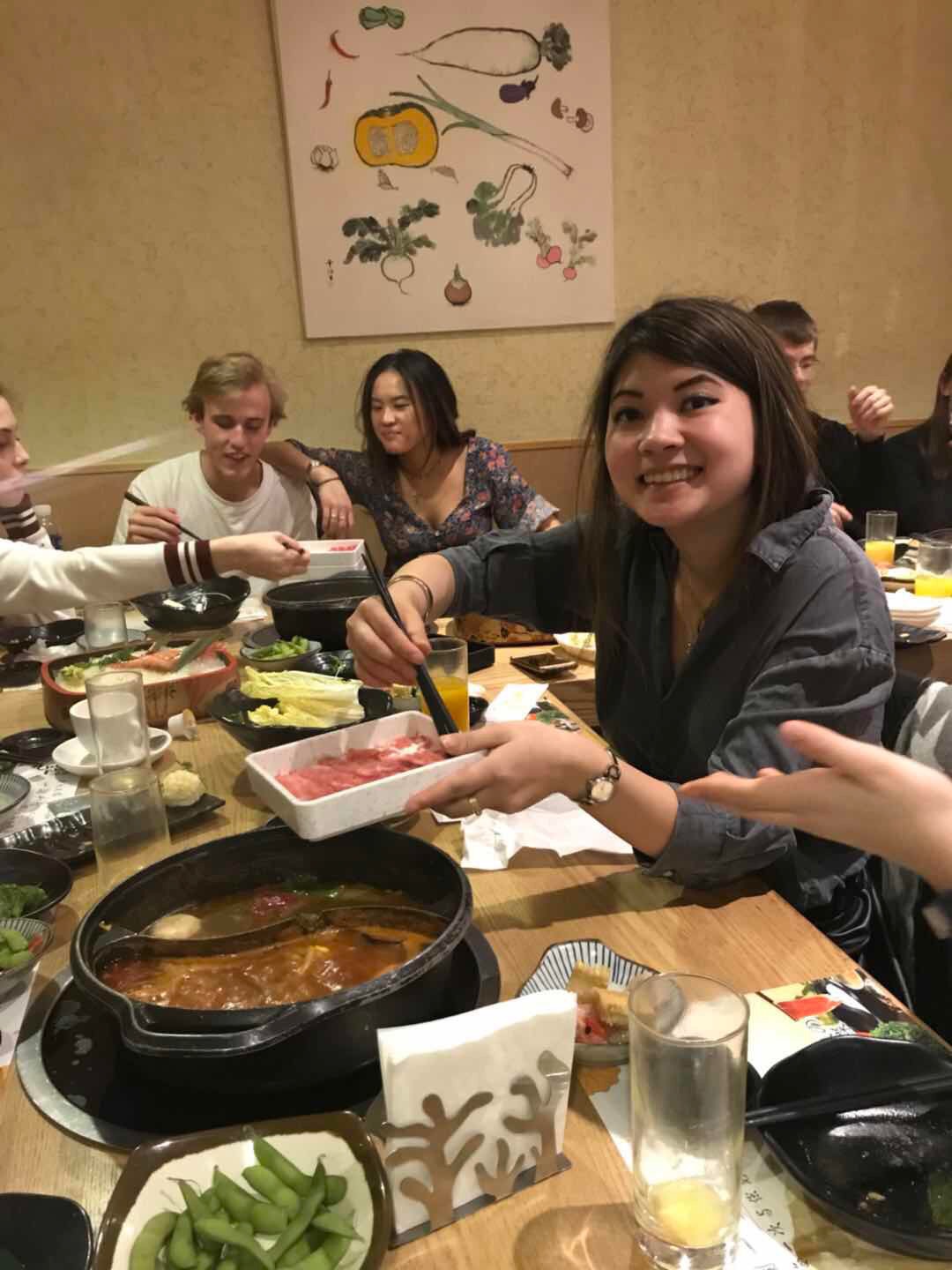 LTL student Inge enjoying Chinese hot pot in Beijing