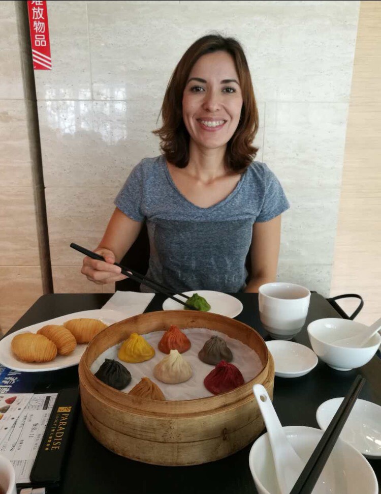 Nadia enjoying the local delicacies in Shanghai